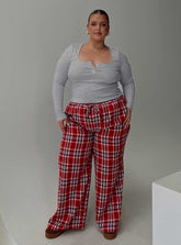 In The Morning Sleep Pant Red Check Curve