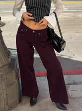 Big News Mid Rise Wide Leg Jeans Currant