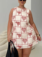 Alfalfa Shift Mini Dress Red Floral Check Curve