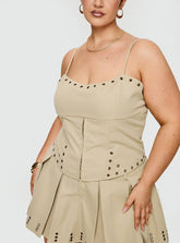 Alinzia Eyelet Corset Top Beige Curve