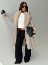 Hallyn Faux Fur Collar Coat Beige