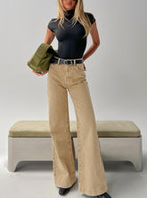 Goldie High Rise Wide Leg Jeans Tan