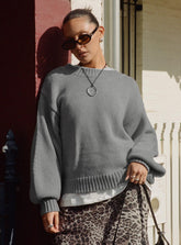 Harmony Balloon Sleeve Knit Sweater Grey