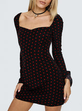 Addisen Long Sleeve Mini Dress Polka Dot