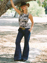 Acapulco Low Rise Flare Jeans Dark Blue Wash