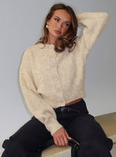 Trevonn Button Up Knit Cardigan Beige