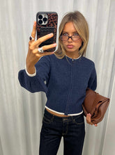 Amandi Zip Through Knit Jumper Navy / Cream