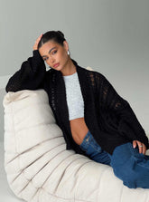 Abner Cable Cardigan Black