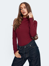 Augustness Long Sleeve Bodysuit Burgundy