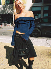 Agnette Low Rise Midi Skirt Black