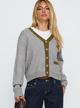 Atira Contrast Knit Cardigan Grey