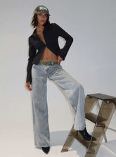 Ellanor Low Rise Straight Leg Jeans Washed Grey Petite