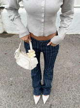 Charismatic Low Rise Flared Jeans Dark Pinstripe