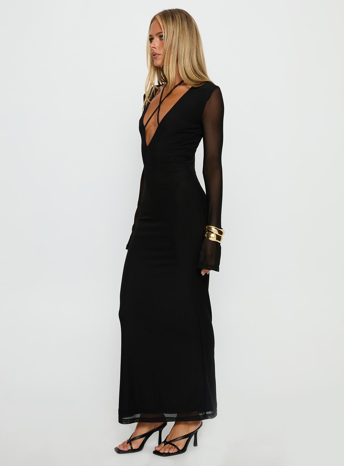 Ariadna Cut Out Long Sleeve Maxi Dress Black