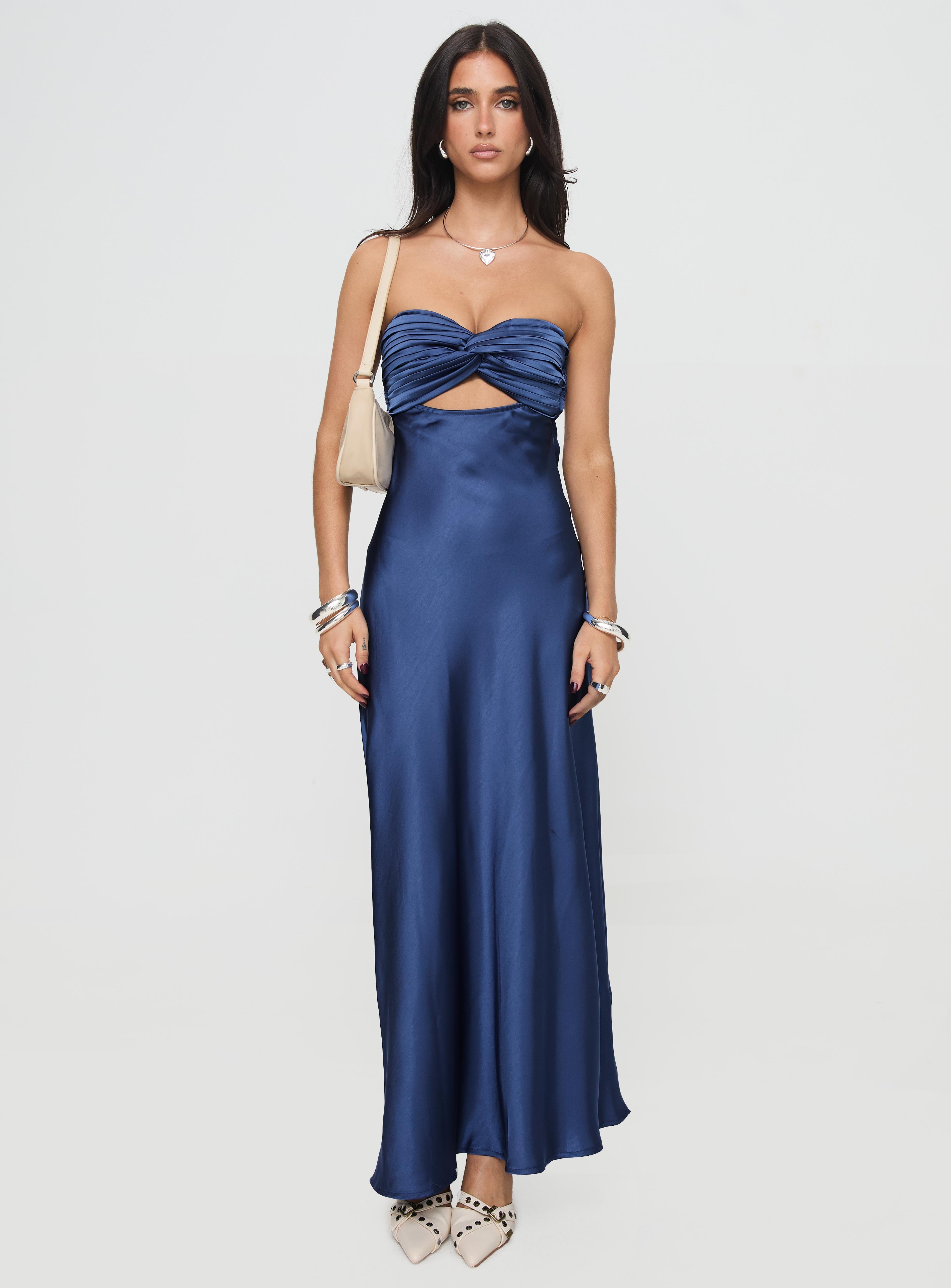 Faviola Strapless Maxi Dress Blue